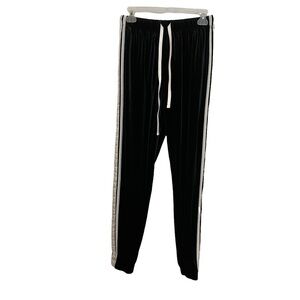 Forever 21 Retro Look Black Velour with White Side Stripes Joggers Sz.L